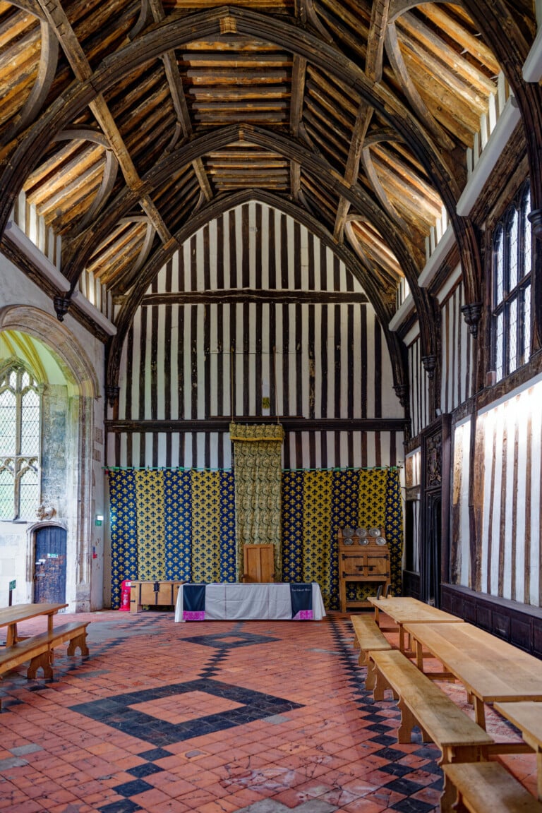 The medieval timber-framed great hall interior at Gainsborough Old Hall